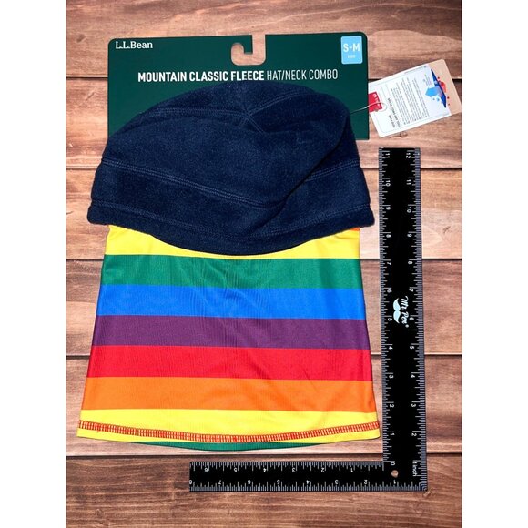 PRIDE L.L.Bean Mountain Classic Fleece Hat/Neck Combo S-M Rainbow Stripe - Picture 1 of 4